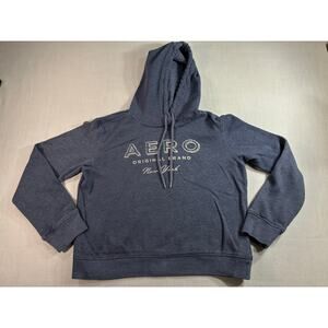 Aeropostale Hoodie Womens Small Blue Pullover Fleece Logo Sweatshirt